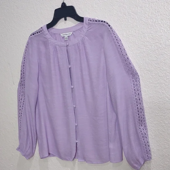 COUNTERPARTS Purple Button-Up Women's Top - Picture 8 of 15